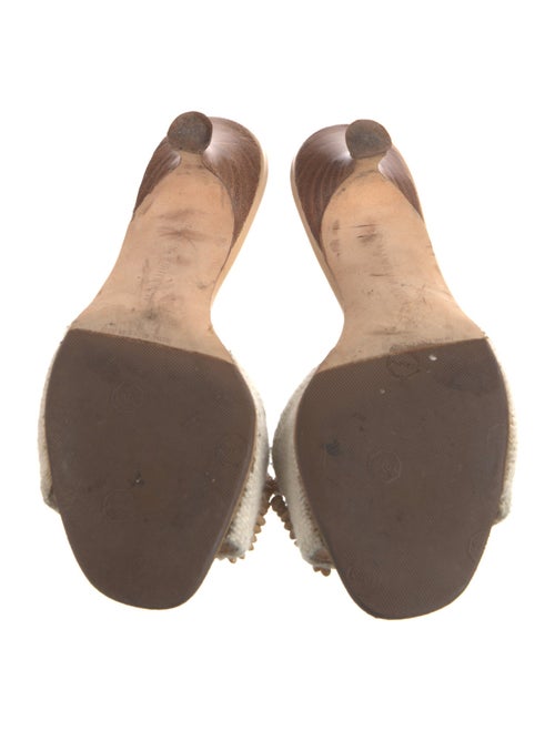 Manolo Blahnik Canvas Beaded Accents Slides