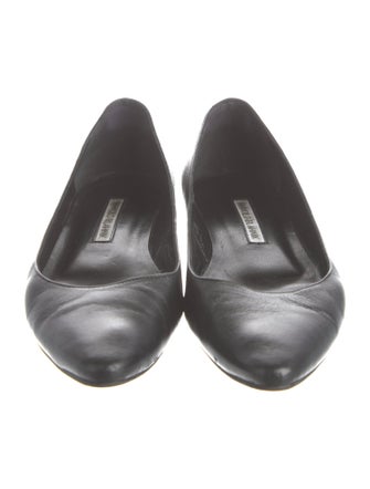 Manolo Blahnik Leather Crystal Embellishments Ballet Flats