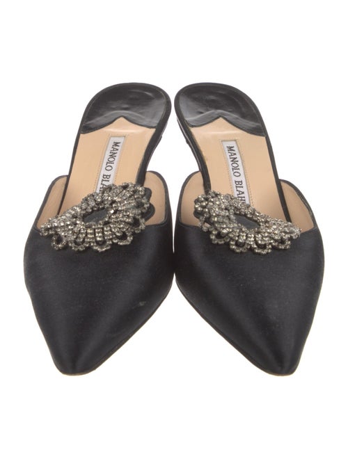 Manolo Blahnik Silk Crystal Embellishments Mules