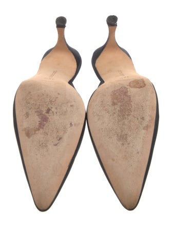 Manolo Blahnik Silk Crystal Embellishments Mules