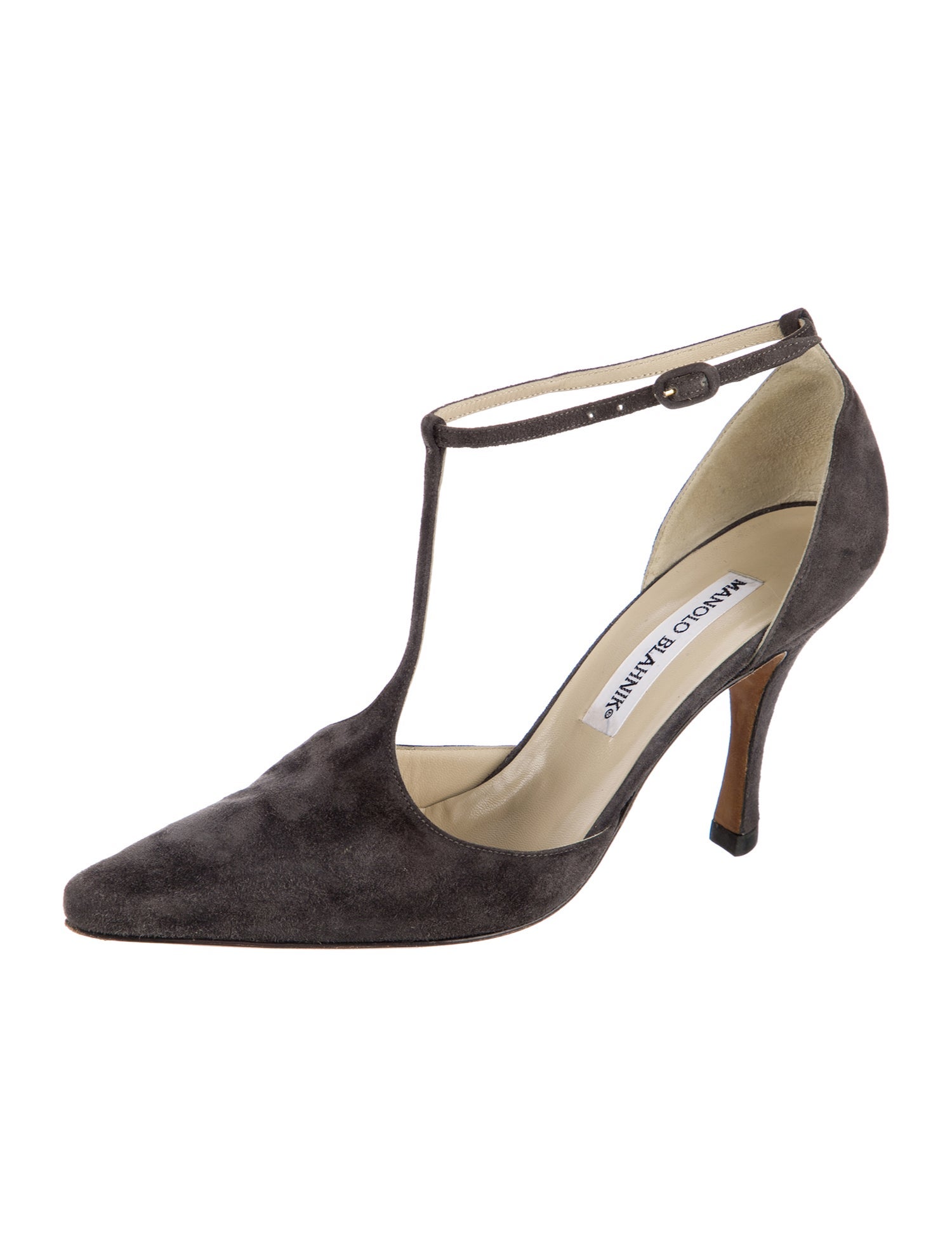 Manolo Blahnik Suede T-Strap Pumps
