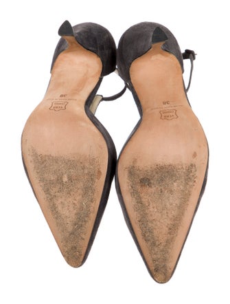 Manolo Blahnik Suede T-Strap Pumps
