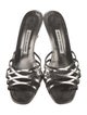 Manolo Blahnik Faux Pearl Accents Leather Slides
