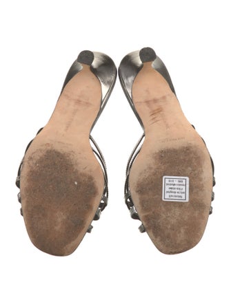 Manolo Blahnik Faux Pearl Accents Leather Slides