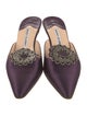 Manolo Blahnik Satin Crystal Embellishments Mules