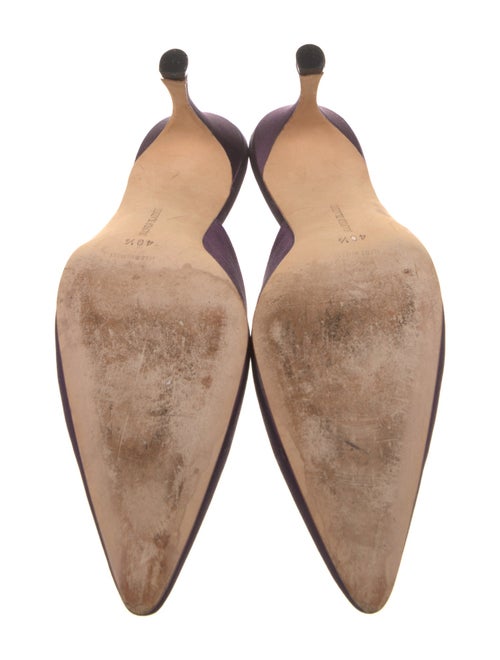 Manolo Blahnik Satin Crystal Embellishments Mules