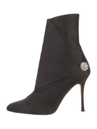 Manolo Blahnik Satin Crystal Embellishments Sock Boots