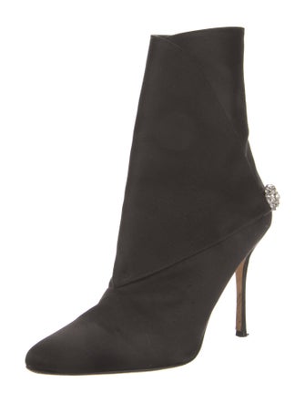 Manolo Blahnik Satin Crystal Embellishments Sock Boots