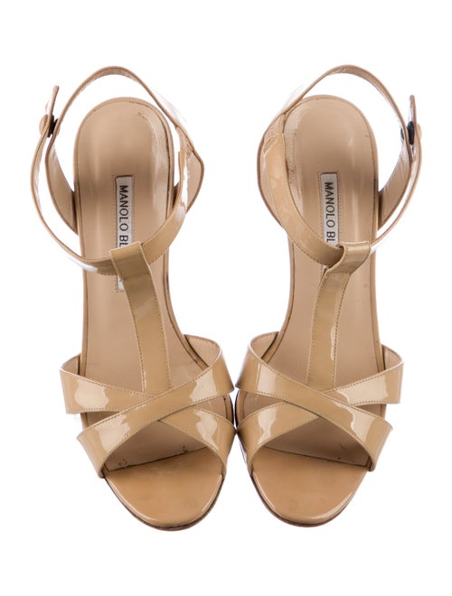Manolo Blahnik Patent Leather T-Strap Sandals