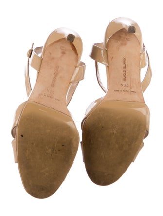 Manolo Blahnik Patent Leather T-Strap Sandals