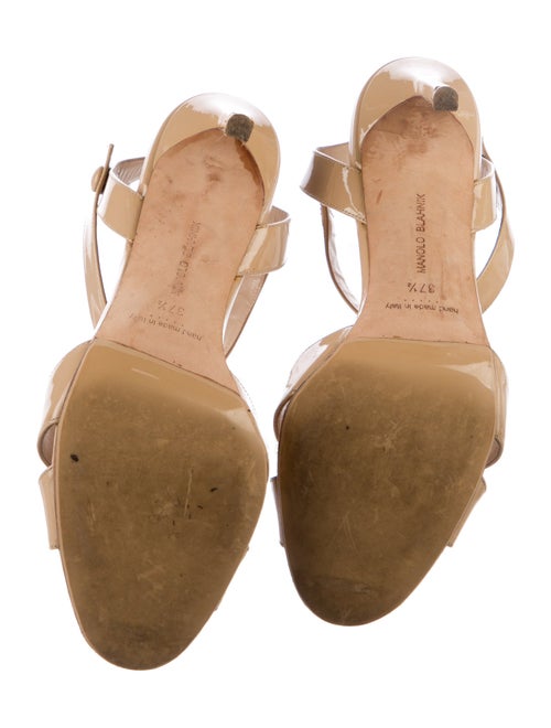 Manolo Blahnik Patent Leather T-Strap Sandals