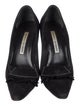 Manolo Blahnik Suede Fringe Trim Accent Pumps