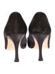 Manolo Blahnik Suede Fringe Trim Accent Pumps