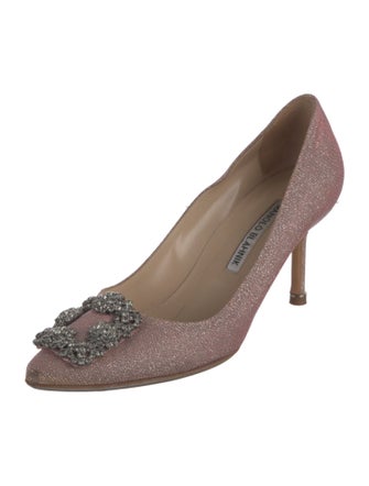 Manolo Blahnik Glitter Crystal Embellishments Pumps