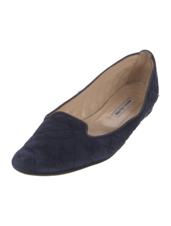 Manolo Blahnik Quilted Pattern Suede Flats