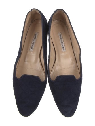 Manolo Blahnik Quilted Pattern Suede Flats