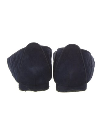 Manolo Blahnik Quilted Pattern Suede Flats