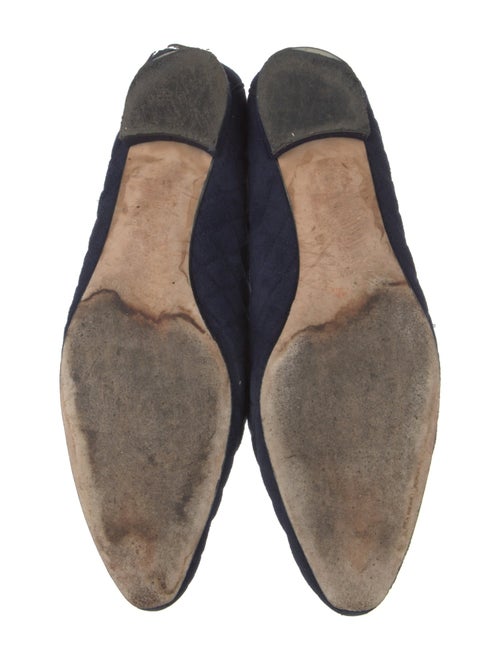 Manolo Blahnik Quilted Pattern Suede Flats