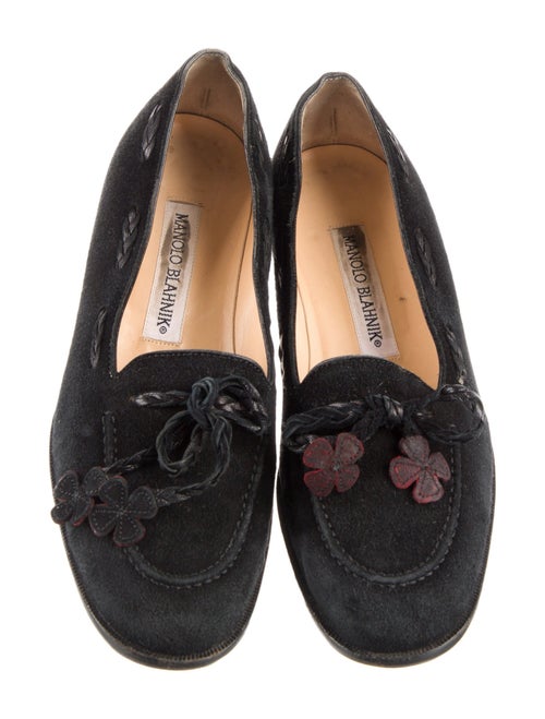 Manolo Blahnik Suede Floral Print Loafers