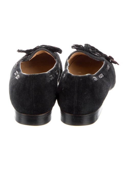 Manolo Blahnik Suede Floral Print Loafers