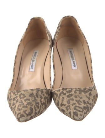 Manolo Blahnik Canvas Animal Print Pumps