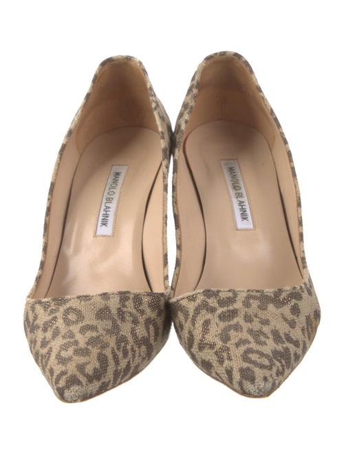 Manolo Blahnik Canvas Animal Print Pumps