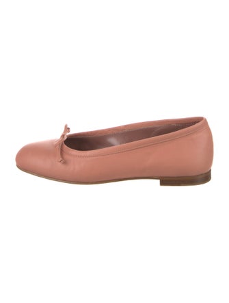 Manolo Blahnik Leather Bow Accents Ballet Flats