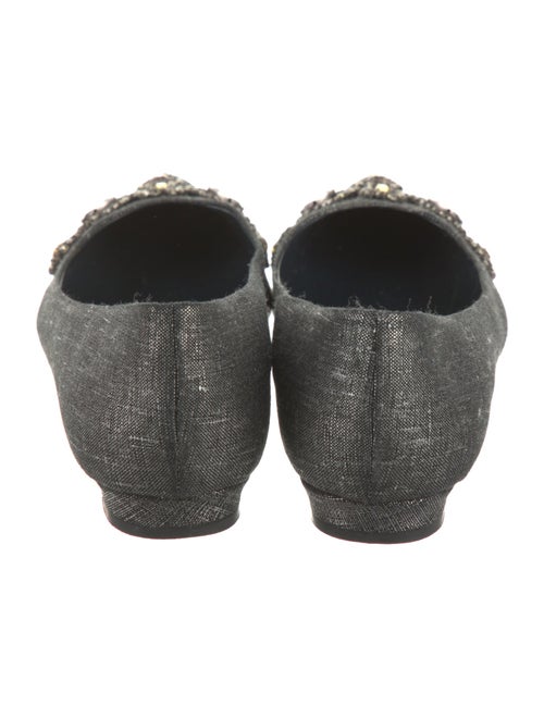 Manolo Blahnik Canvas Crystal Embellishments Flats