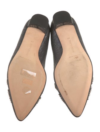 Manolo Blahnik Canvas Crystal Embellishments Flats