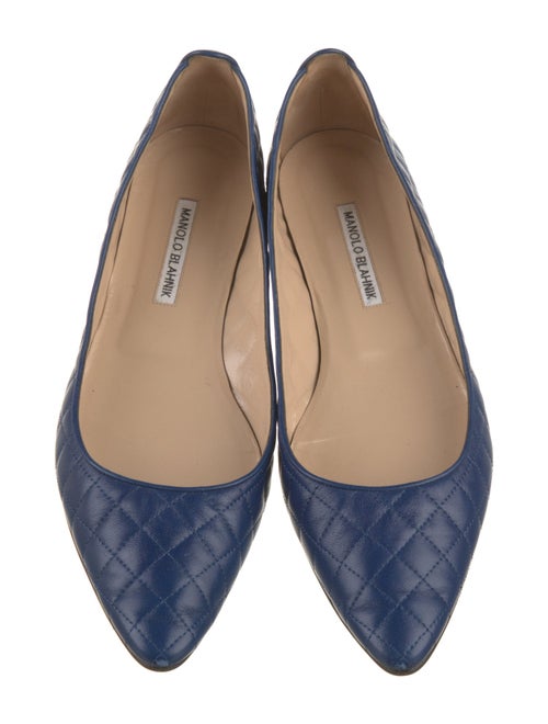 Manolo Blahnik Quilted Pattern Leather Flats