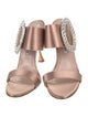 Manolo Blahnik Satin Crystal Embellishments Slides