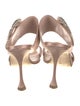 Manolo Blahnik Satin Crystal Embellishments Slides