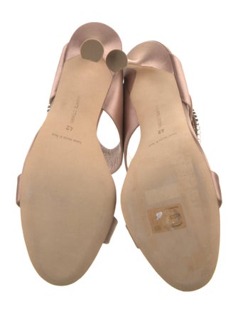 Manolo Blahnik Satin Crystal Embellishments Slides