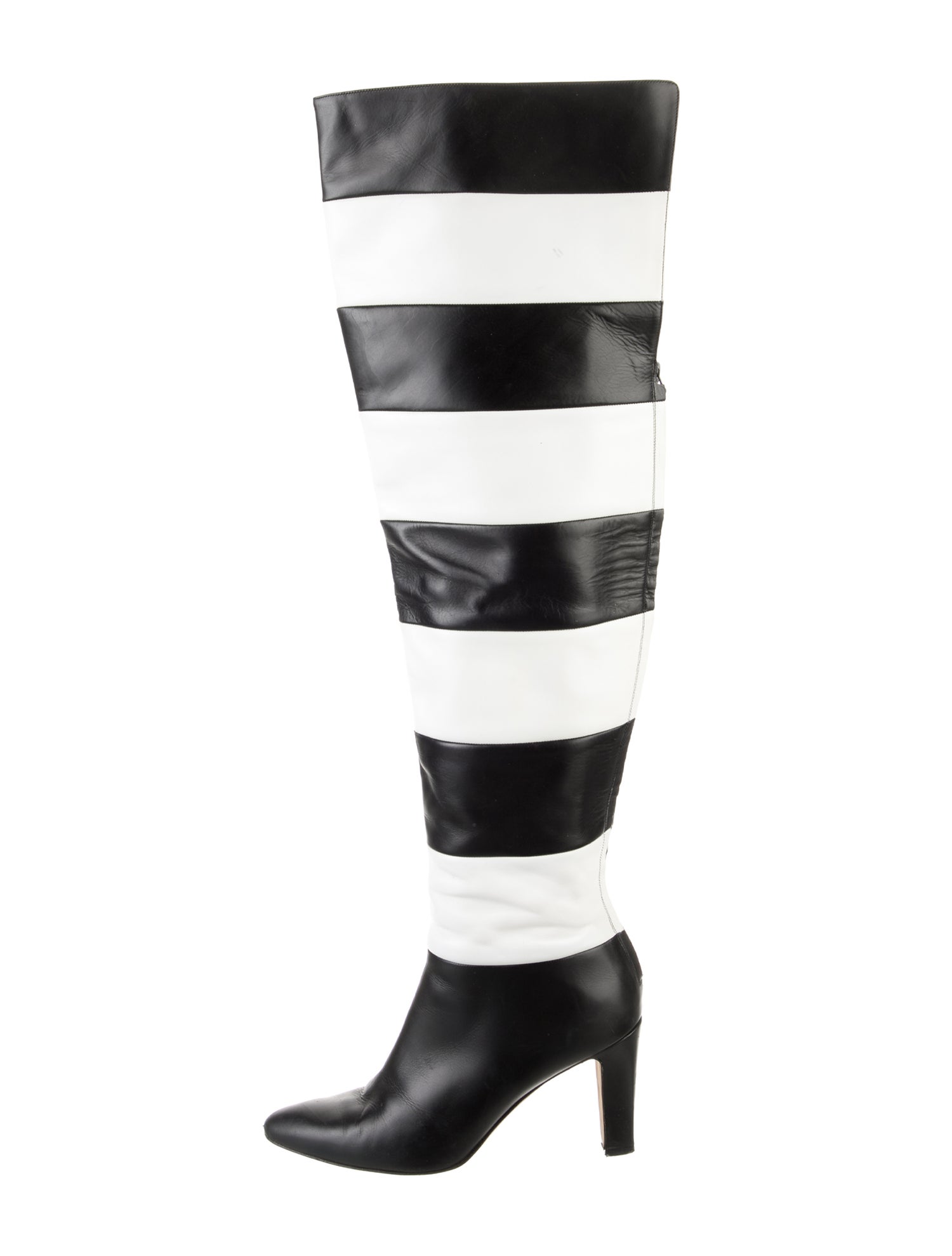 Manolo Blahnik Leather Colorblock Pattern Boots