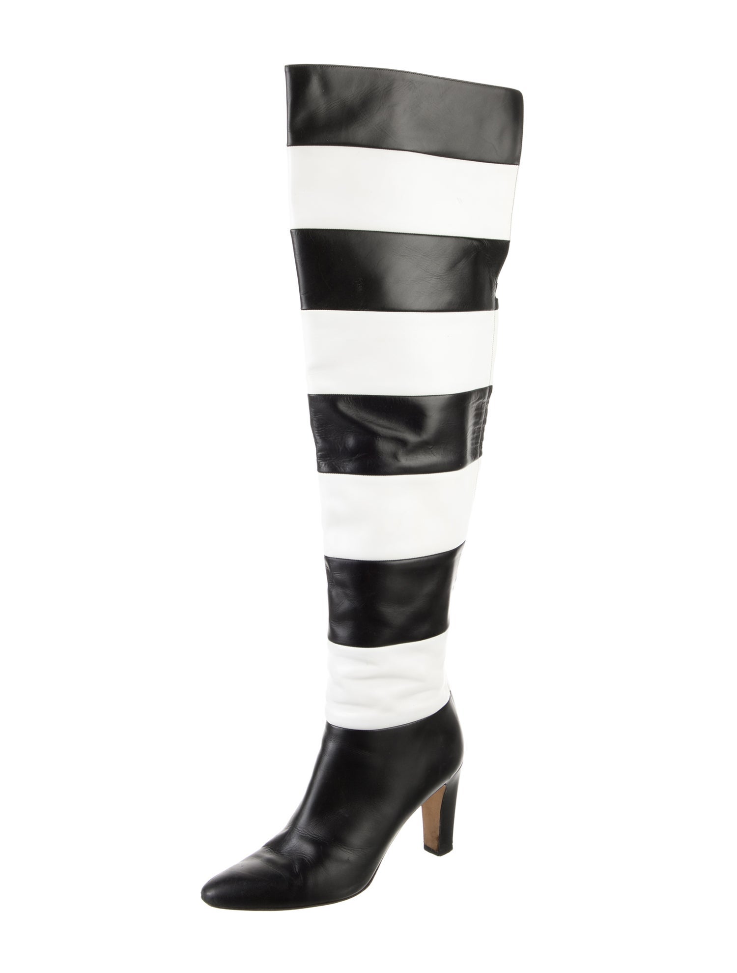 Manolo Blahnik Leather Colorblock Pattern Boots