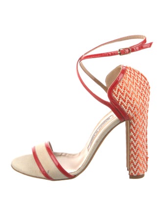 Manolo Blahnik Canvas Patterned Sandals