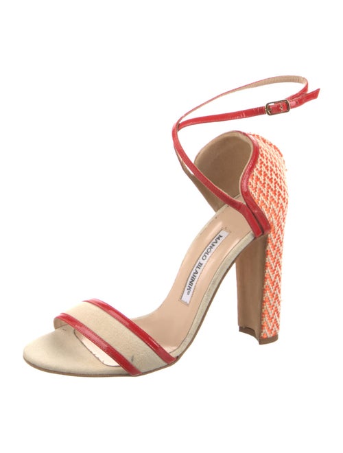 Manolo Blahnik Canvas Patterned Sandals