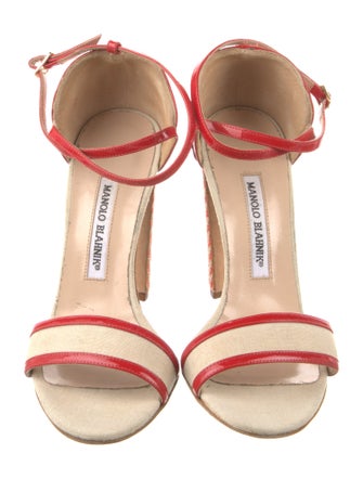Manolo Blahnik Canvas Patterned Sandals