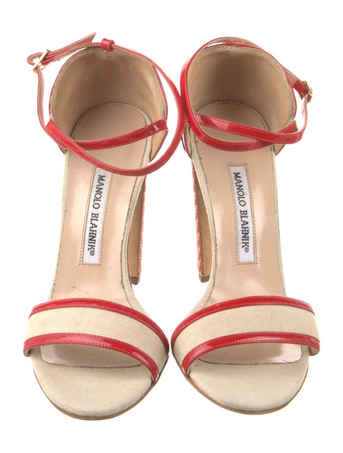 Manolo Blahnik Canvas Patterned Sandals