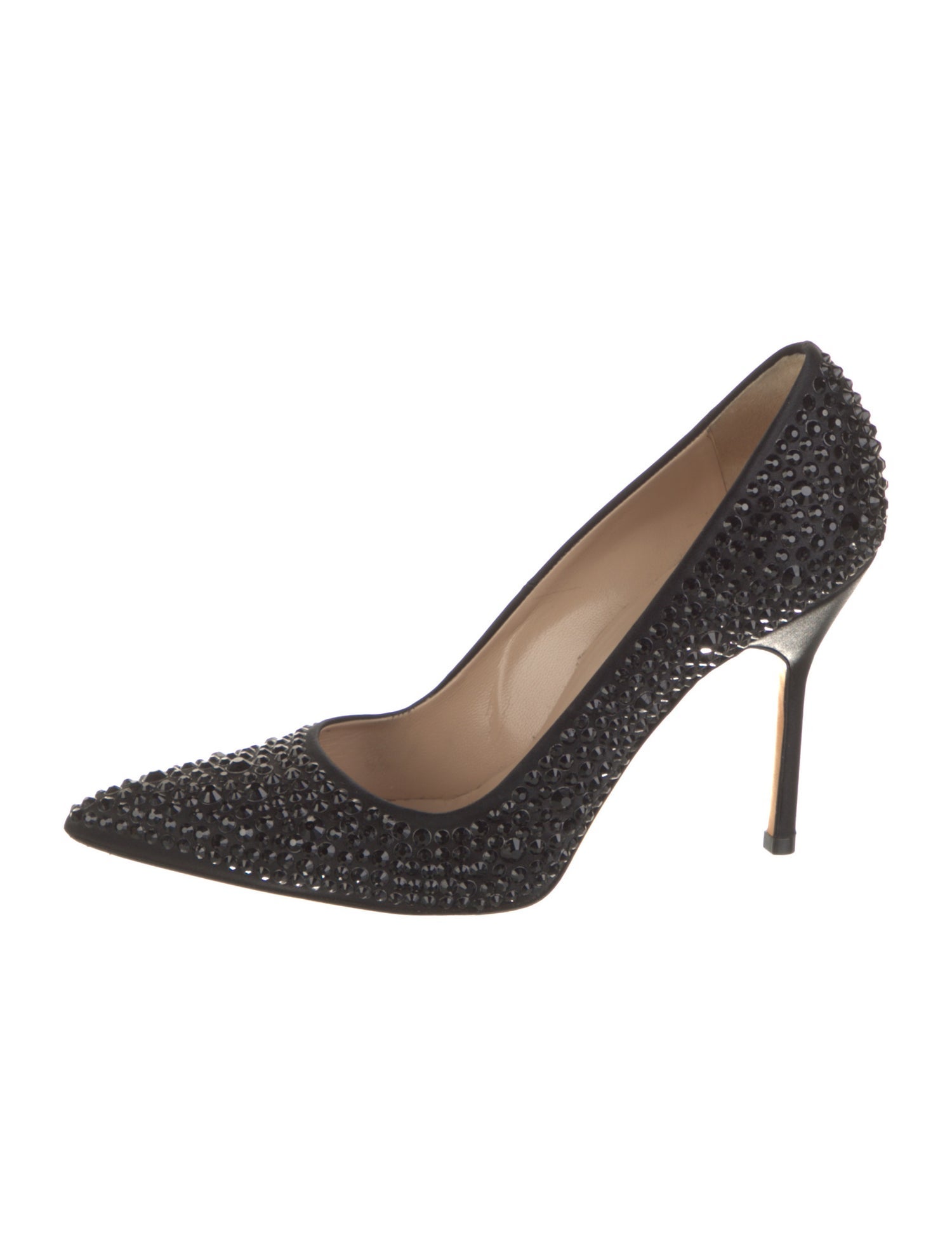 Manolo Blahnik Satin Crystal Embellishments Pumps
