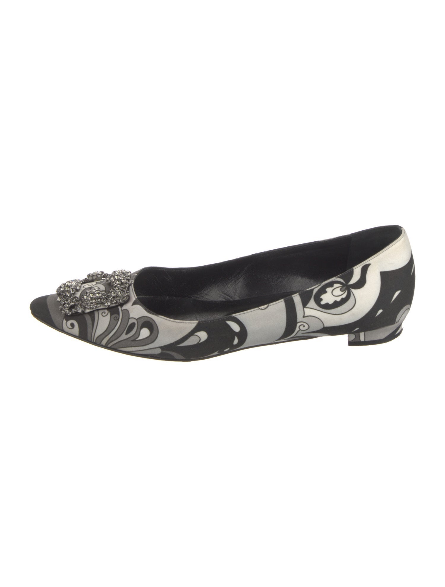 Manolo Blahnik Satin Printed Flats