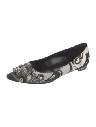 Manolo Blahnik Satin Printed Flats