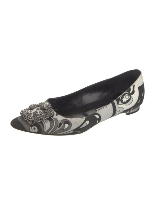 Manolo Blahnik Satin Printed Flats