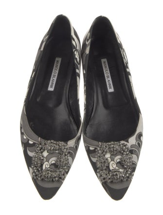 Manolo Blahnik Satin Printed Flats