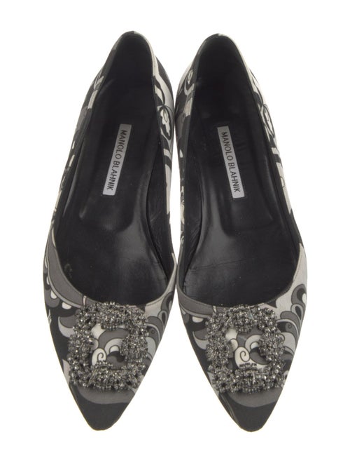 Manolo Blahnik Satin Printed Flats