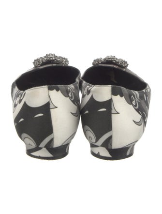 Manolo Blahnik Satin Printed Flats
