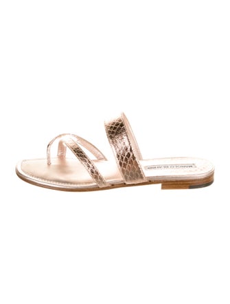 Manolo Blahnik Manolo Blahnik Susa Embossed Leather Slides