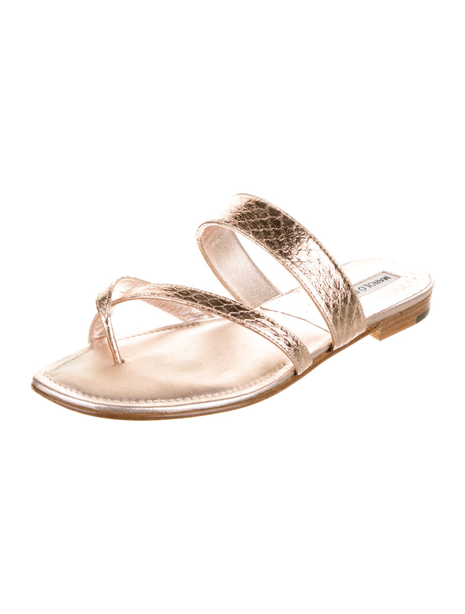 Manolo Blahnik Manolo Blahnik Susa Embossed Leather Slides