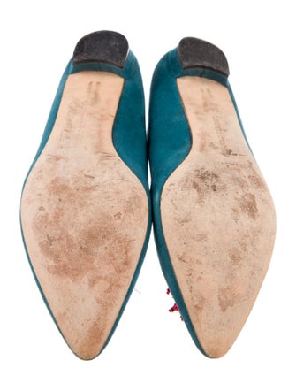 Manolo Blahnik Satin Crystal Embellishments Flats
