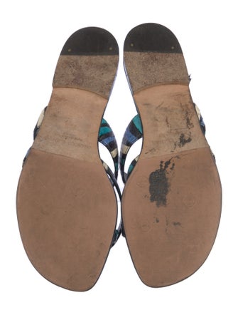 Manolo Blahnik Leather Printed Slides